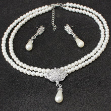 Load image into Gallery viewer, European And American Jewelry Bride Pearl Crystal With Short Collarbone Neck Necklace Set Earrings Korean Version Temperament