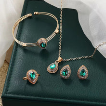 Load image into Gallery viewer, Jewelry Suit Women's Water Drop Gem Series Necklace Earring Ring Bracelet Four-piece Set