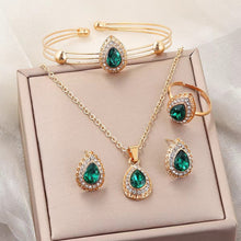 Load image into Gallery viewer, Jewelry Suit Women's Water Drop Gem Series Necklace Earring Ring Bracelet Four-piece Set