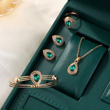 Load image into Gallery viewer, Jewelry Suit Women's Water Drop Gem Series Necklace Earring Ring Bracelet Four-piece Set